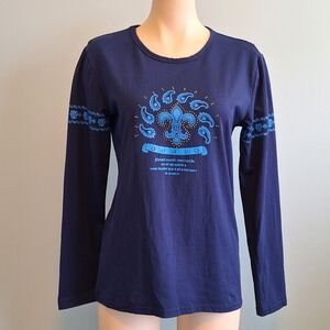 2️⃣9️⃣/4️⃣ Printed and beaded navy long sleeve t-shirts